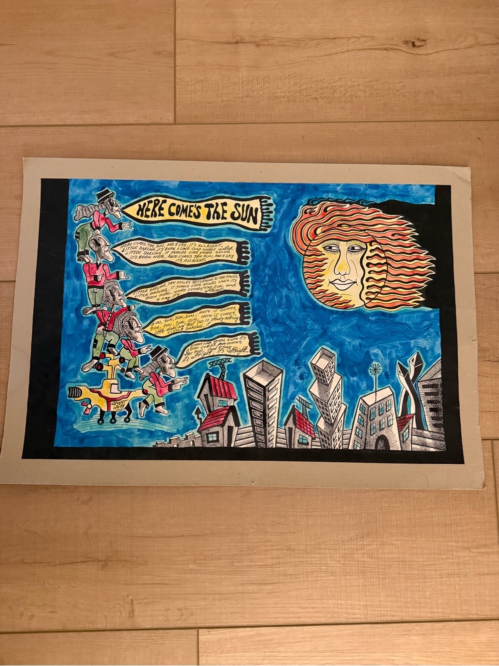 The Beatles Here Comes The Sun Art Blue